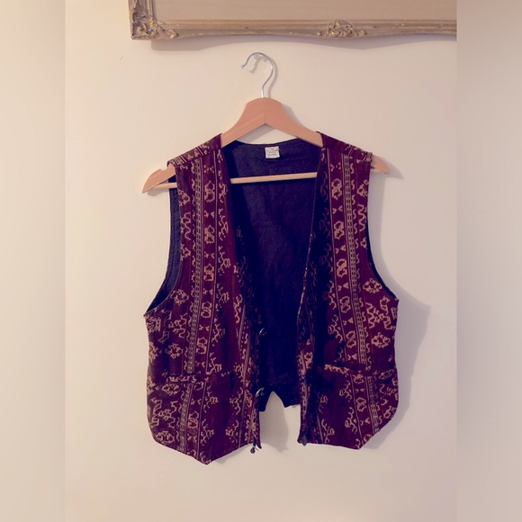 Indonesian Vest Unisex Bohemian Vest Coin Buttons Size Medium - Picture 2 of 6